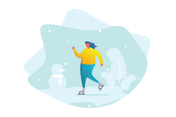 Download Flat Illustration Ice Skating - Illustration Collection