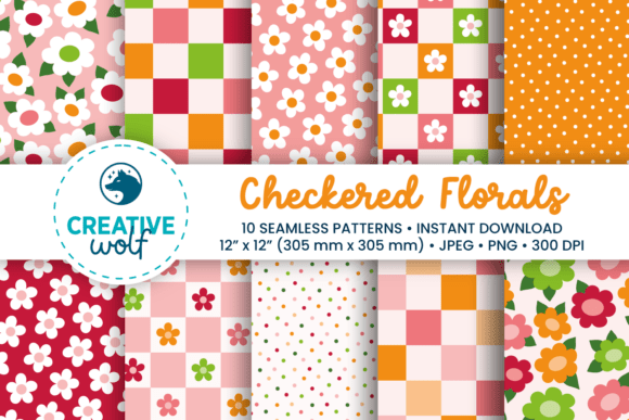 Download Checkered Florals Seamless Patterns - Seamless Collection