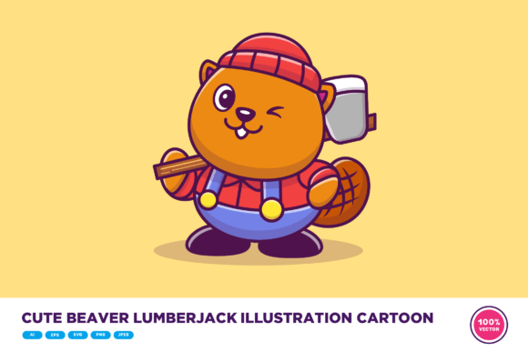Download Cute Beaver Lumberjack Illustration - Illustration Collection