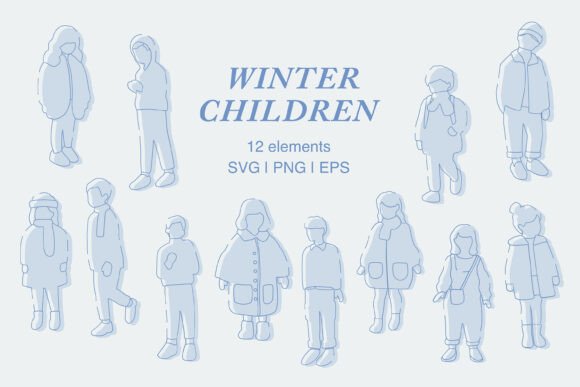 Download Winter Children Illustration ClipArt Set - Illustration Collection