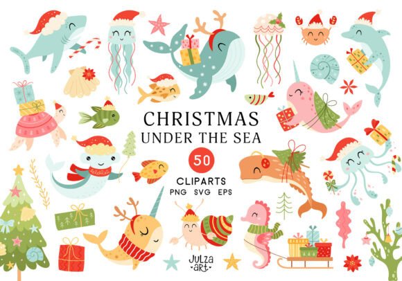 Download Christmas Sea Animal Clipart, Xmas Ocean - Sea animal clipart Collection