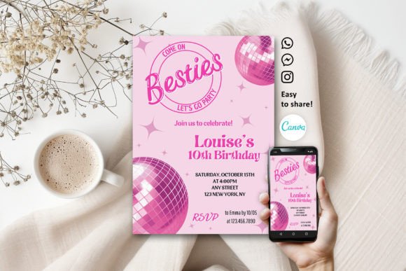 Download Groovy Retro Pink Party Invitation - Premium Bundle