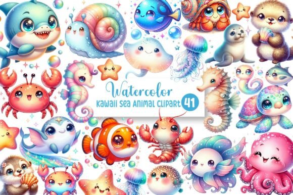 Download Kawaii Sea Animal Clipart - Sea animal clipart Collection