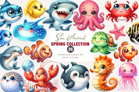 Download Kawaii Sea Animal Clipart - Sea animal clipart Collection