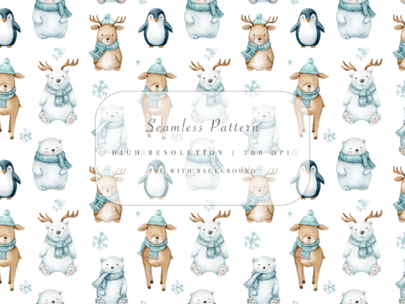 Download Winter Baby Animals Seamless Pattern - Seamless Collection