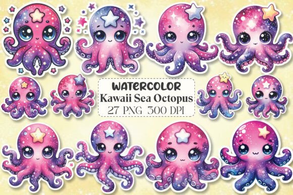 Download Kawaii Sea Octopus Clipart Stickers PNG - Stickers Collection