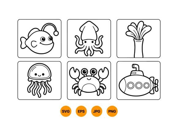 Download Cute Sea Animal Clipart SVG - Sea animal clipart Collection