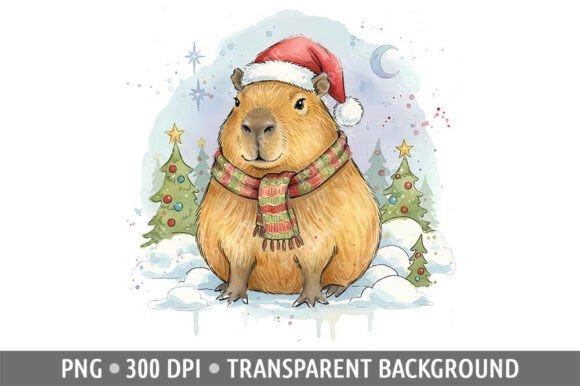 Download Christmas Capybara Clipart PNG Design - Premium Resources