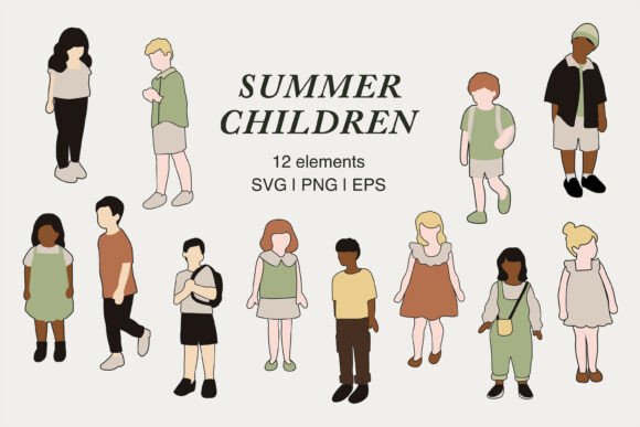 Download Summer Children Illustration ClipArt Set - Illustration Collection
