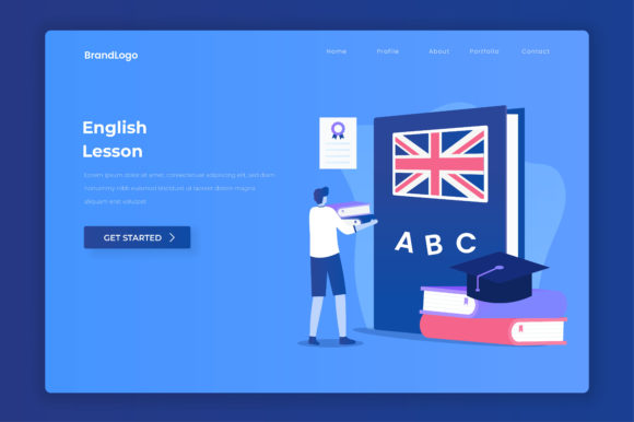 Download English Lesson Illustration Landing Page - Illustration Collection