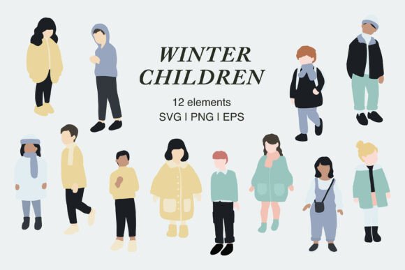Download Winter Children Illustration ClipArt Set - Illustration Collection