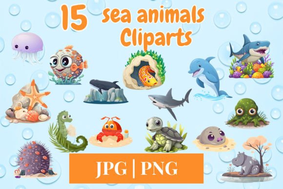 Download Sea Animal Clipart Set 640 - Sea animal clipart Collection