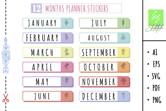 Download SVG Months Planner Stickers, to Do List - Stickers Collection
